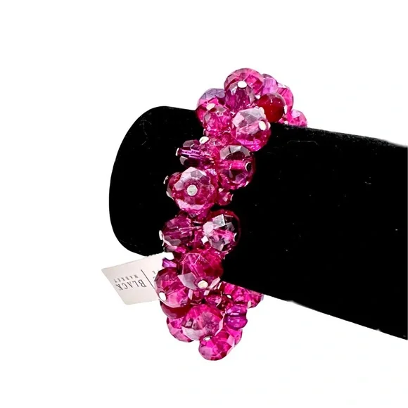 WHITE HOUSE BLACK MARKET Magenta Pink Cluster Bead Elastic Bracelet | NWT - Picture 4 of 9